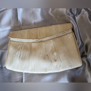 Vintage Ivory Eelskin Victory Clutch Shoulder Bag